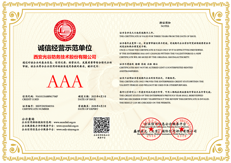 诚信经营示范单位
